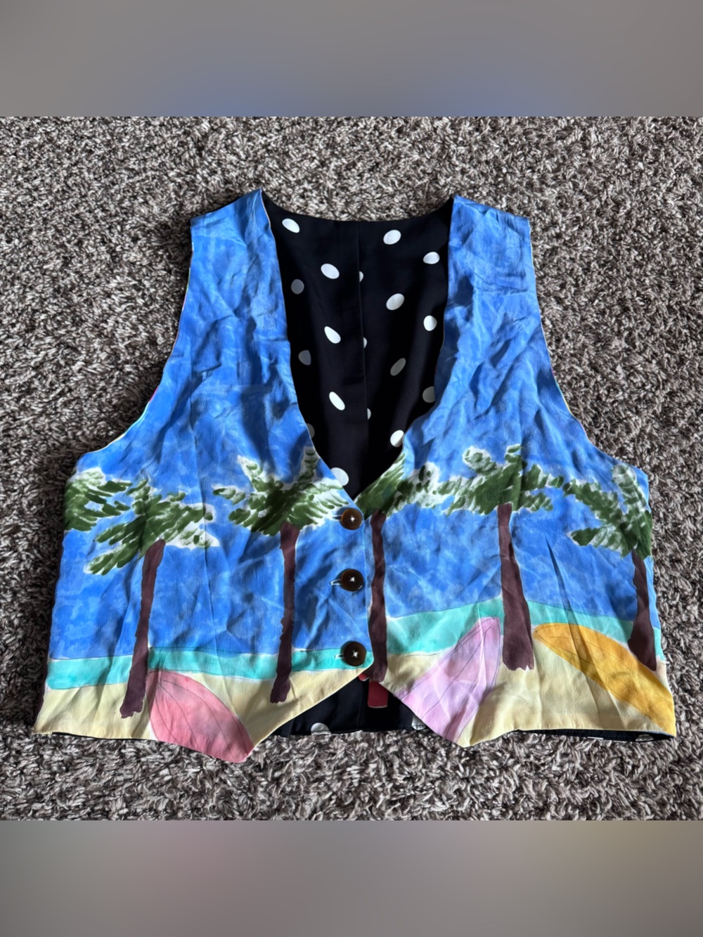 🌈 Reversible Multi Pattern Vest - Rainbow Stripes & Tropical w/Polka Dot Back ✨
